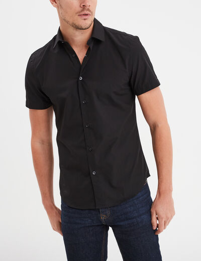 Chemise droite manches courtes noir homme