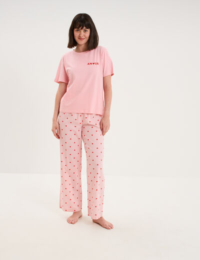 Pantalon de pyjama droit coton ecru femme