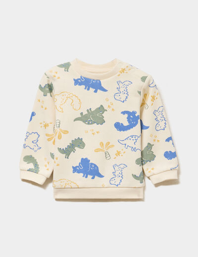 Sweat molletonn&eacute; manches longues ecru b&eacute;b&eacute; gar&ccedil;on