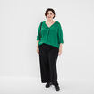 Blouse satin col V manches 3/4 vert menthe femme grande taille
