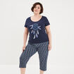 Ensemble pyjama corsaire 2 pièces coton bleu marine femme grande taille