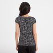 T-shirt col V droit manches courtes noir femme