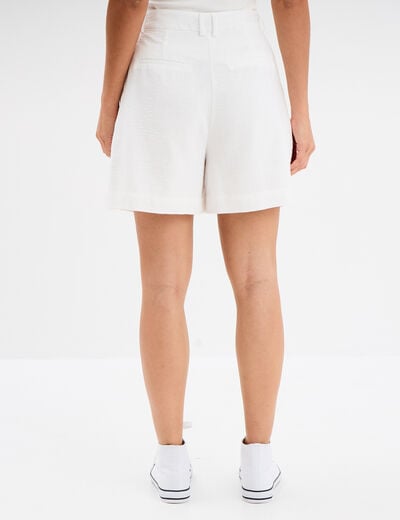 Short large avec pinces blanc femme