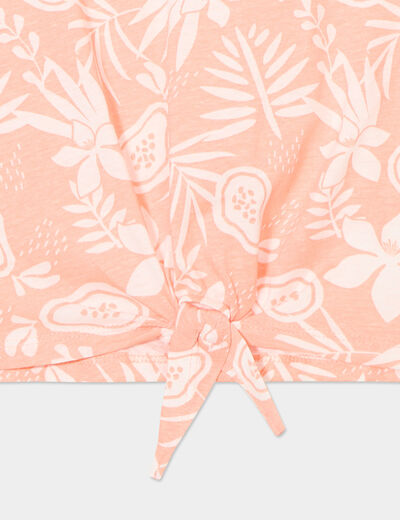 T-shirt avec noeud manches courtes orange fille