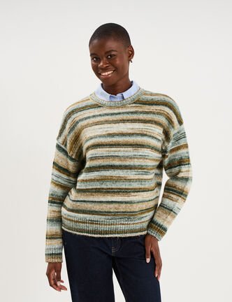 Pull col rond manches longues vert menthe femme