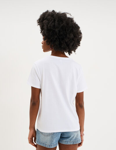 T-shirt droit avec manches courtes coton blanc femme