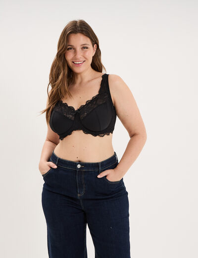 Soutien-gorge corbeille dentelle noir femme grande taille