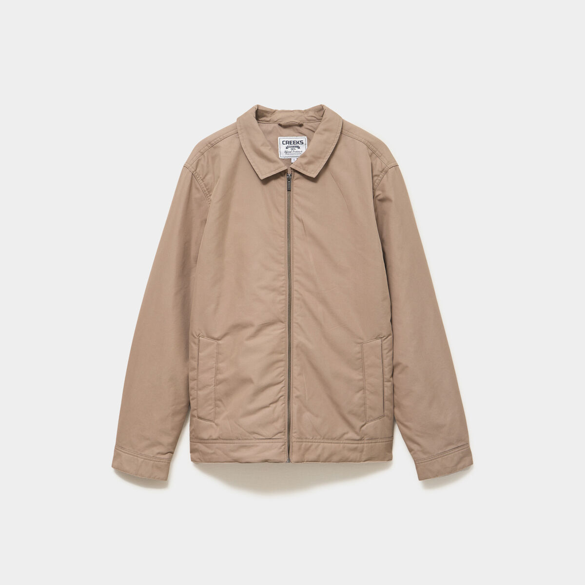 Blouson zipp&eacute; doubl&eacute; col &agrave; revers taupe homme