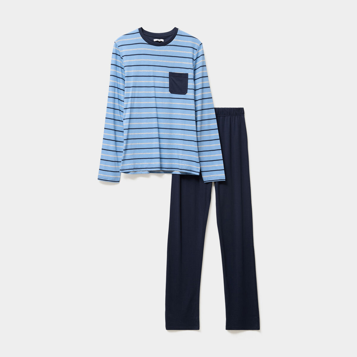 Ensemble pyjama 2 pièces coton bleu marine homme
