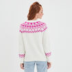 Pull jacquard col rond Creeks blanc femme