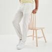 Pantalon chino droit lin m&eacute;lang&eacute; blanc homme
