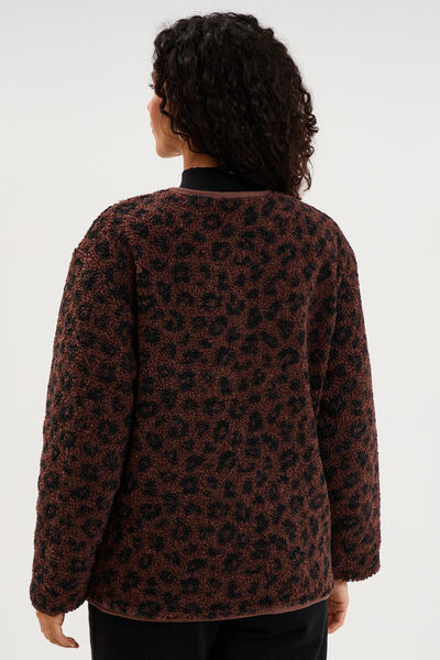 Veste polaire r&eacute;versible et matelass&eacute;e marron fonc&eacute; femme