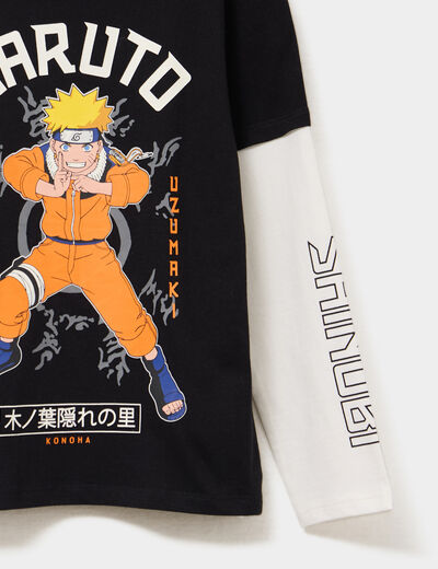 T-shirt manches longues coton Naruto noir garçon