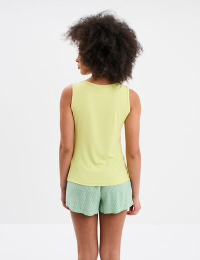 Ensemble pyjama short et débardeur vert femme