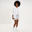 Short de jogging molletonn&eacute; ajust&eacute; gris clair femme
