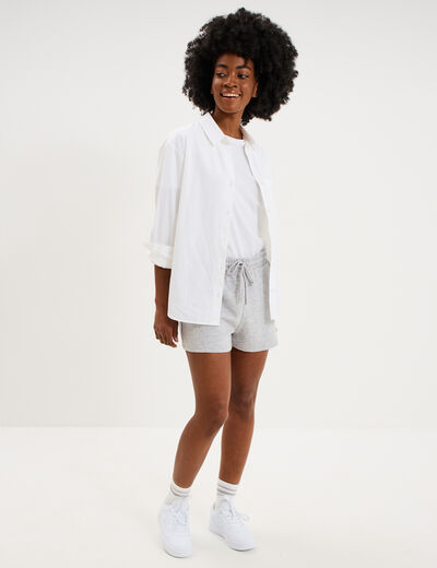 Short de jogging molletonn&eacute; ajust&eacute; gris clair femme