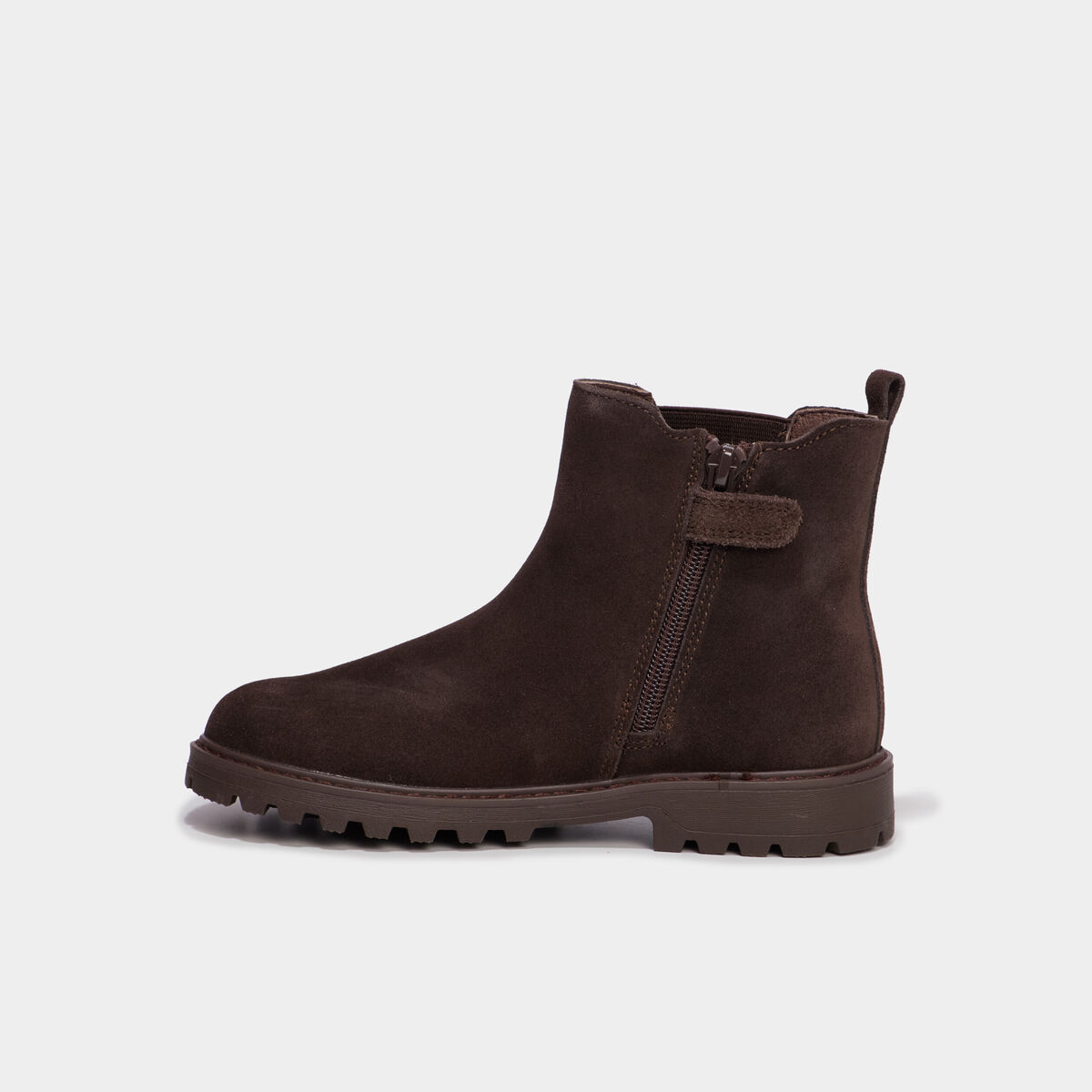 Boots chelsea cuir effet su&eacute;dine marron gar&ccedil;on