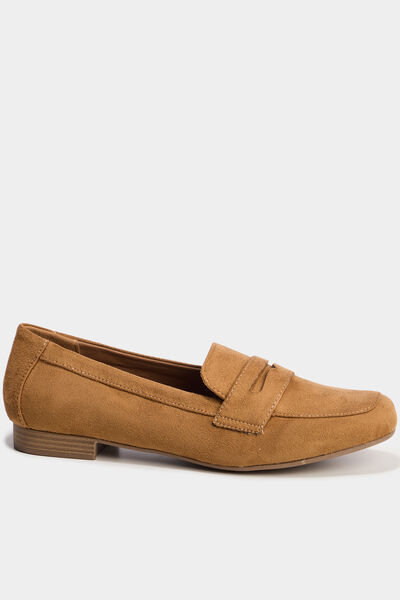 Mocassins effet su&eacute;dine marron femme