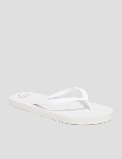 Tongs semelle plate blanc femme