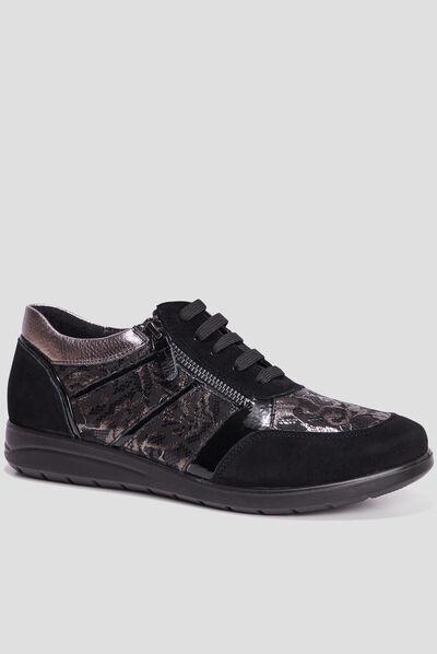 Baskets confort en cuir Confortissimo noir femme