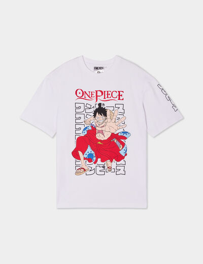 T-shirt manches courtes One Piece Luffy blanc homme