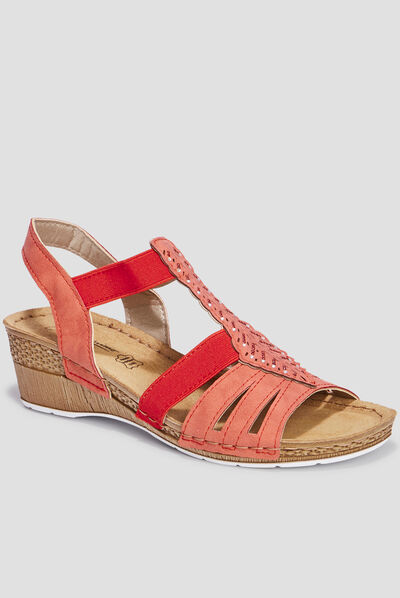Sandales compensées cuir Confortissimo rouge femme