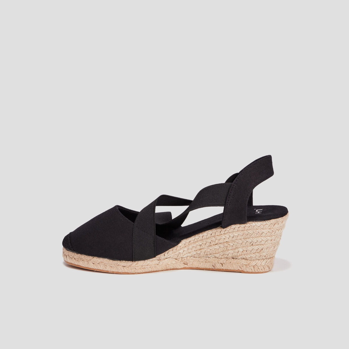 Sandales espadrilles compens&eacute;es noir femme