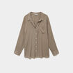 Chemise oversize lin m&eacute;lang&eacute; vert kaki femme grande taille
