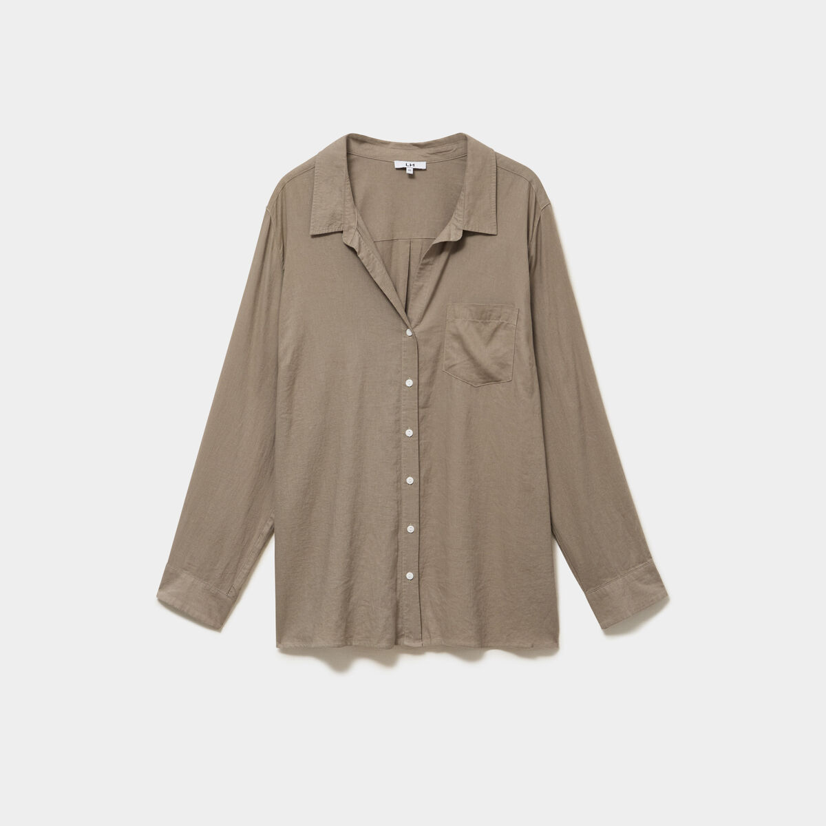 Chemise oversize lin m&eacute;lang&eacute; vert kaki femme grande taille