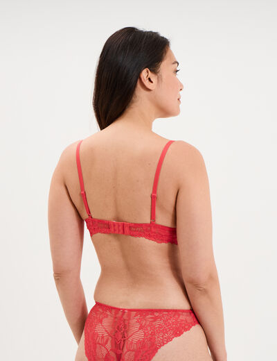 Soutien-gorge embo&icirc;tant dentelle rouge corail femme