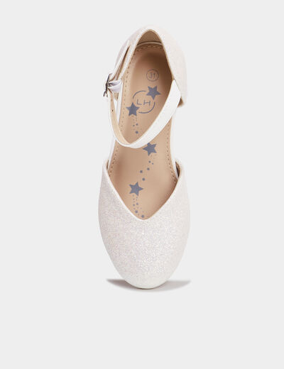 Babies à talons paillettes blanc fille