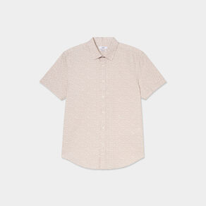 chemise droite manches courtes coton beige homme Chemise droite manches courtes coton beige homme