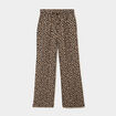 Pantalon large lin m&eacute;lang&eacute; beige clair femme