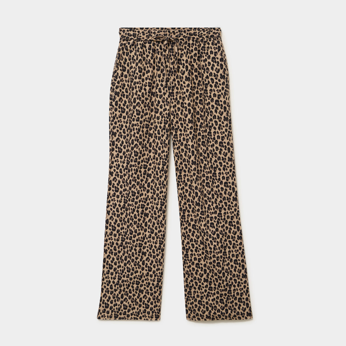 Pantalon large lin m&eacute;lang&eacute; beige clair femme