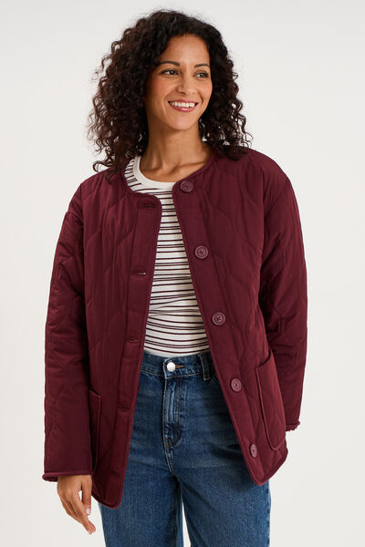 Veste polaire r&eacute;versible et matelass&eacute;e violet fonc&eacute; femme