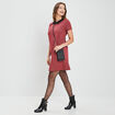 Robe évasée col claudine rouge femme