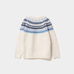 Pull jacquard col rond manches longues ecru fille