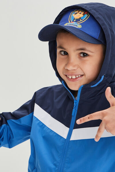 Veste droite à capuche bleu garçon