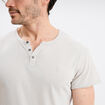 T-shirt col tunisien manches courtes gris clair homme
