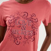 T-shirt ajust&eacute; manches courtes coton vieux rose femme
