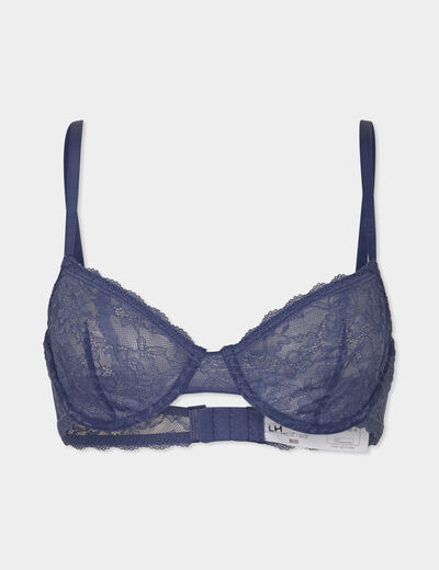 Soutien-gorge emboîtant dentelle bleu gris femme