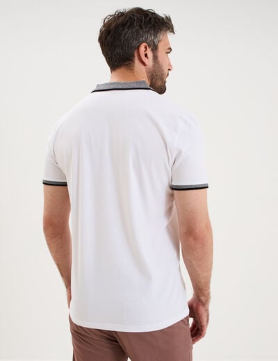 Polo slim manches courtes stretch blanc homme