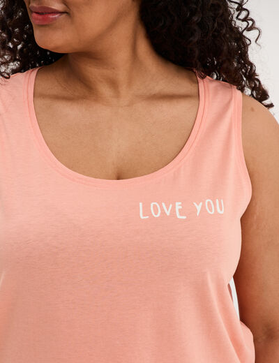 D&eacute;bardeur col rond coton rose corail femme grande taille