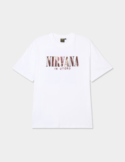T-shirt manches courtes coton Nirvana blanc homme