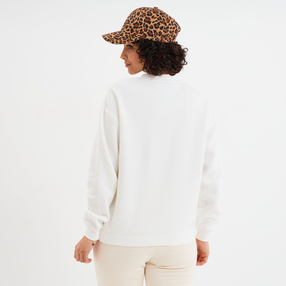 Sweat col rond manches longues Creeks blanc femme