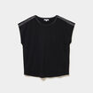 T-shirt col rond manches courtes noir femme