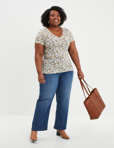 T-shirt manches courtes ecru femme grande taille