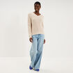 Pull col en V ecru femme