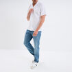 Chemise manches courtes mélange lin blanc homme