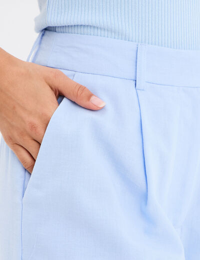 Pantalon large avec pinces bleu ciel femme